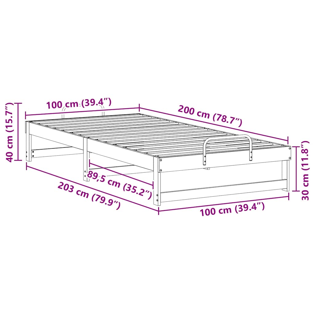 Bettgestell mit Tragegriffen Braun Massivholz Kiefer